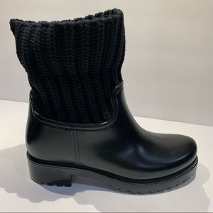 Skechers Women's Pouring-Short Knit Collar RainbootWaterproof Outsole Rain Boot